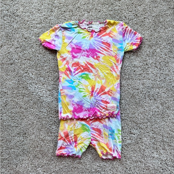Girls buttery Soft Bamboo Pajamas Tie Dye Short Summer pajamas ruffle size XL - Picture 2 of 14
